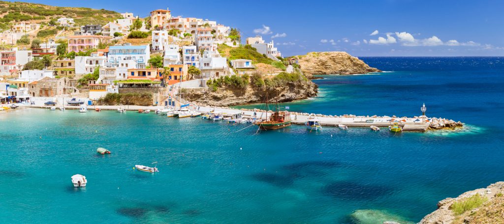 a beautiful scene of the coast of greece